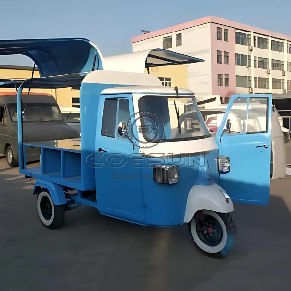 10.5FT Blue Piaggio APE Food Trailer Concession Food Truck for Sale