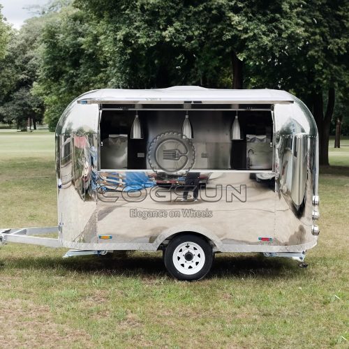 10ft Mirror Airstream Food Trailer with LED Lights Travel Trailer with Full Kitchen Equipment
