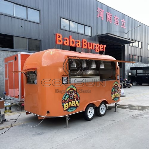 13FT Orange Airstream Food Trailer Burger Food Truck for Sale