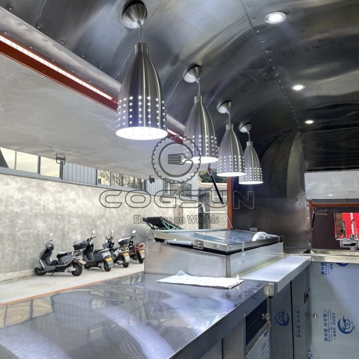13FT Orange Airstream Food Trailer Burger Food Truck for Sale