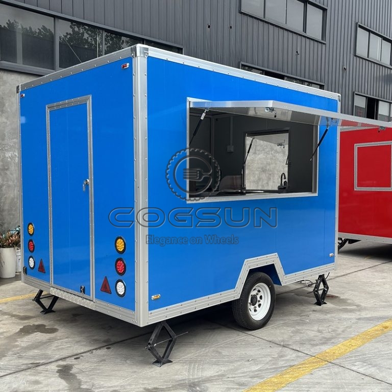 10FT Blue Single Window Square Food Trailer - Cogsun