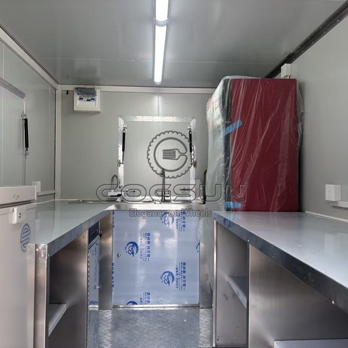 13FT Black Square Food Trailer with Fence for Ice Cream