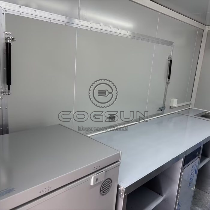 13FT Black Square Food Trailer with Fence for Ice Cream
