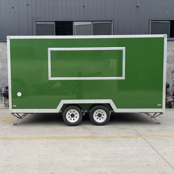 13FT Dark Green Single Window Square Food Trailer