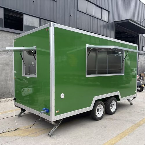 13FT Dark Green Single Window Square Food Trailer