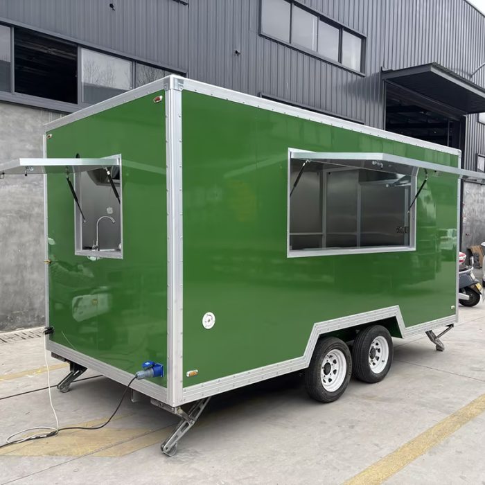 13FT Dark Green Single Window Square Food Trailer