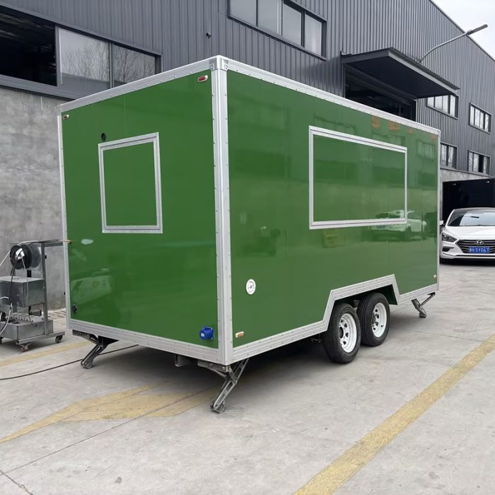 13FT Dark Green Single Window Square Food Trailer