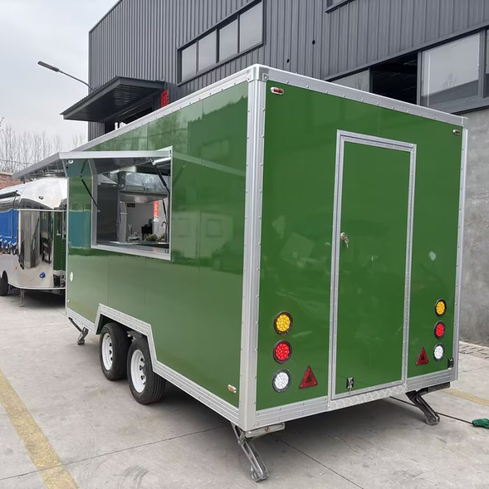 13FT Dark Green Single Window Square Food Trailer