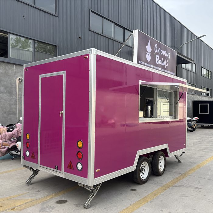 13FT Purple Square Food Trailer for Fruit Salad