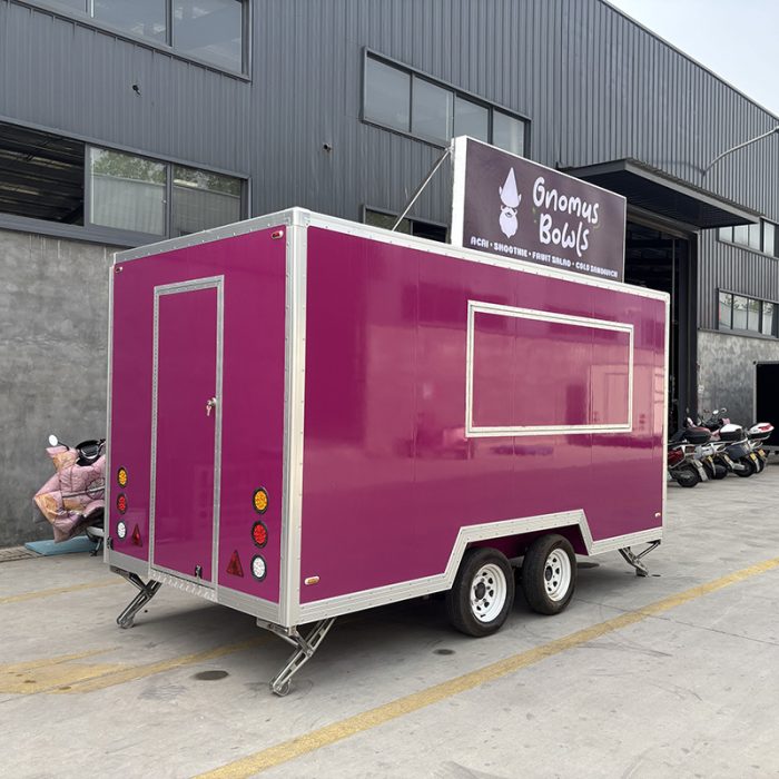 13FT Purple Square Food Trailer for Fruit Salad