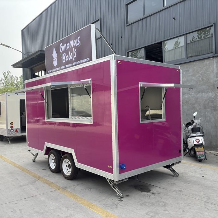 13FT Purple Square Food Trailer for Fruit Salad