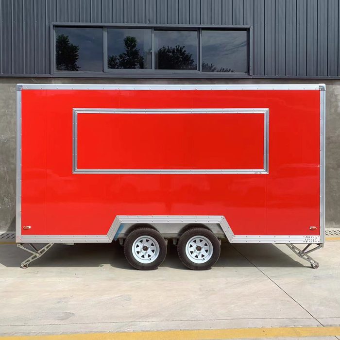 13FT Red Single Window Square Food Trailer