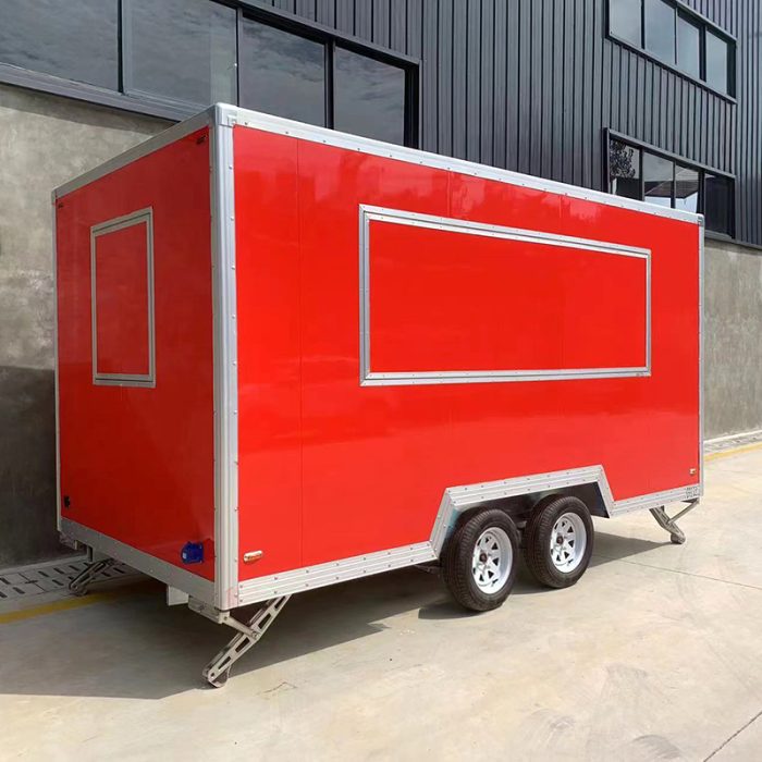 13FT Red Single Window Square Food Trailer