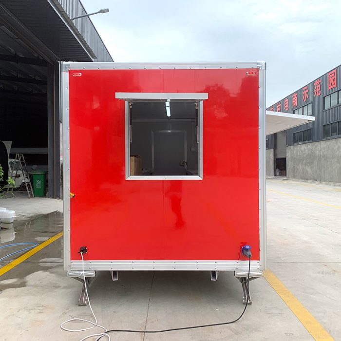 13FT Red Single Window Square Food Trailer