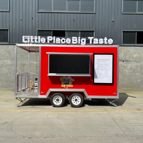 13FT Red Square Food Trailer with Fence