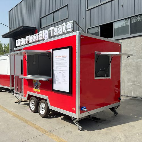 13FT Red Square Food Trailer with Fence