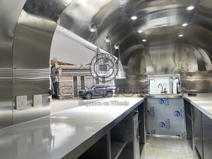 13FT White Airstream Food Trailer Pizza Food Trailer for Sale