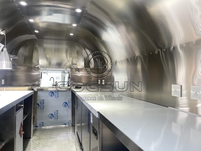 13FT White Airstream Food Trailer Pizza Food Trailer for Sale