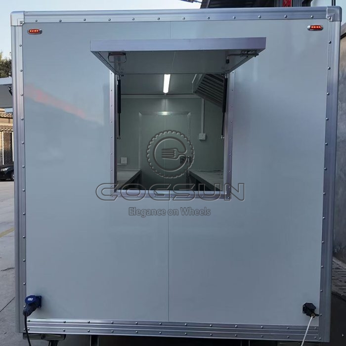 13FT White Square Food Trailer with Fence for Ice Cream