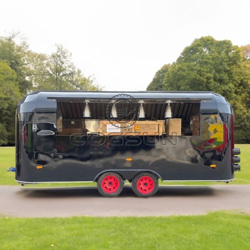 15FT Black Single Window Airstream Food Trailer for Coffee and Desserts