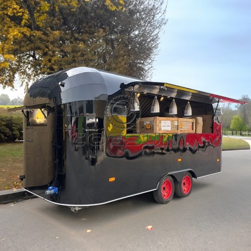 15FT Black Single Window Airstream Food Trailer for Coffee and Desserts