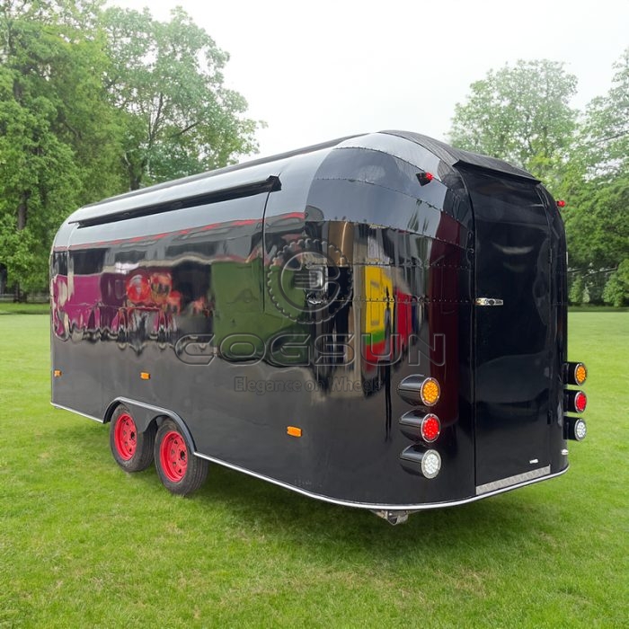 15FT Black Single Window Airstream Food Trailer for Coffee and Desserts