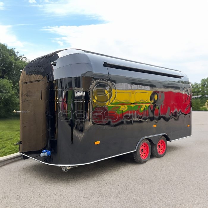 15FT Black Single Window Airstream Food Trailer for Coffee and Desserts