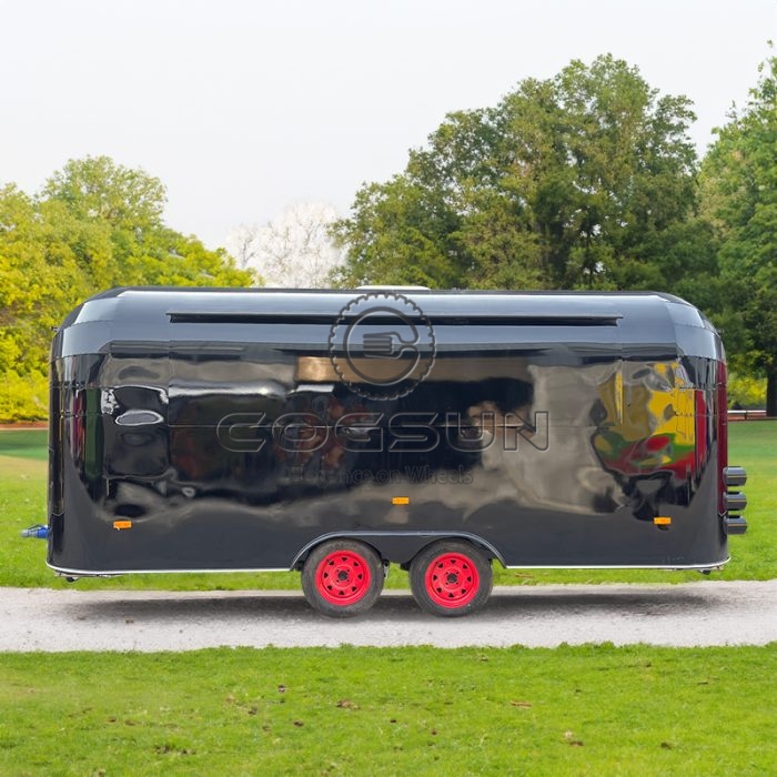 15FT Black Single Window Airstream Food Trailer for Coffee and Desserts