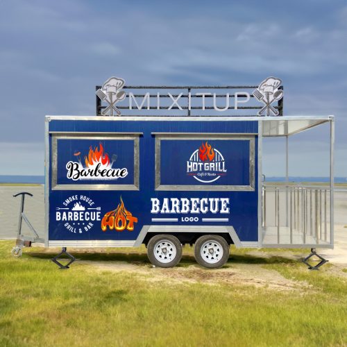 15FT Blue Square Food Trailer with Fence