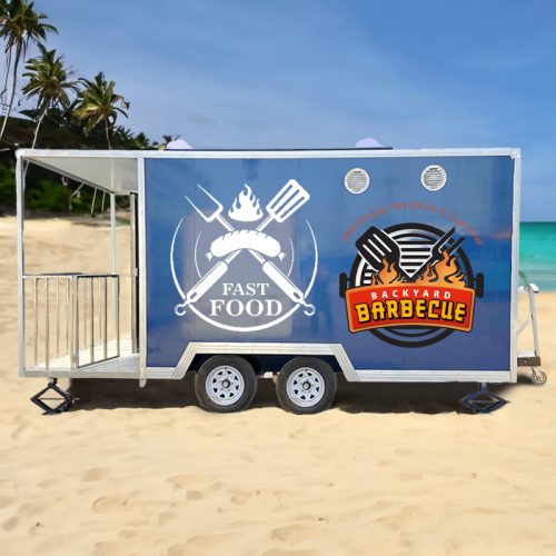 15FT Blue Square Food Trailer with Fence