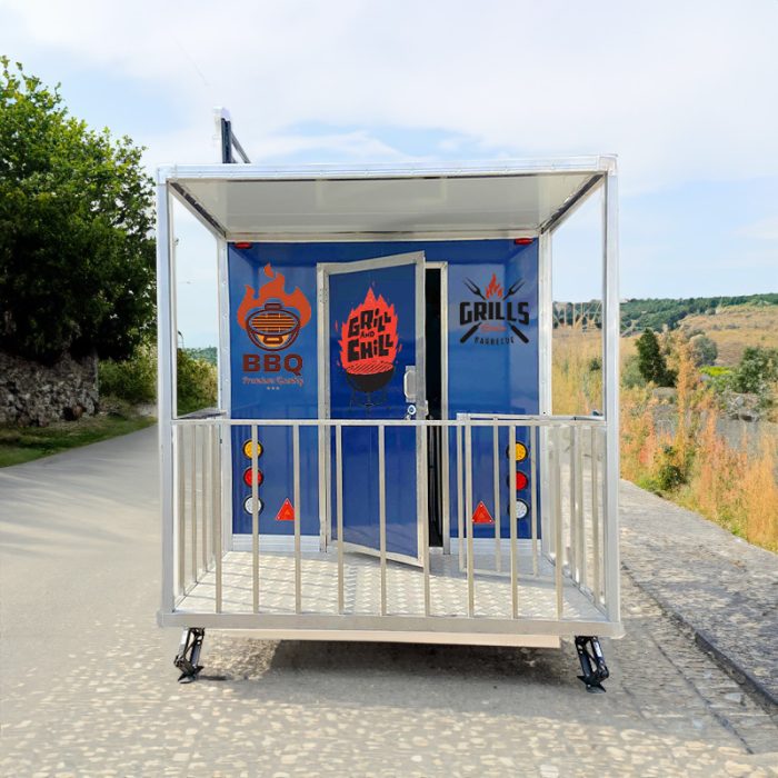 15FT Blue Square Food Trailer with Fence