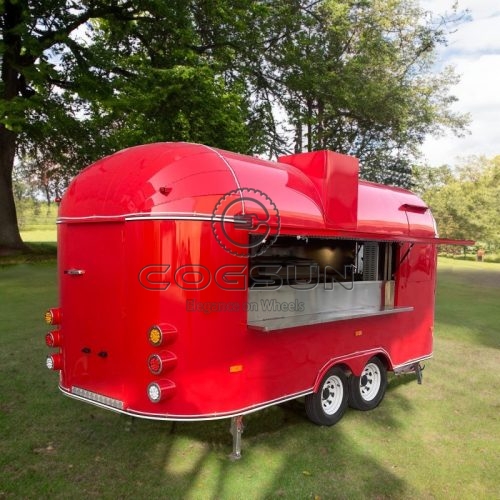 15FT Red Airstream Food Trailer Pizza Food Trailer for Sale