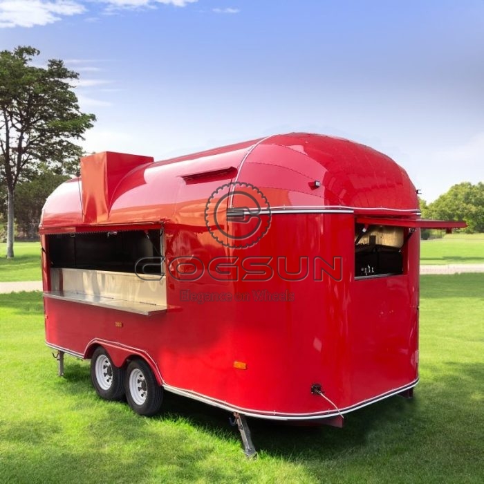 15FT Red Airstream Food Trailer Pizza Food Trailer for Sale