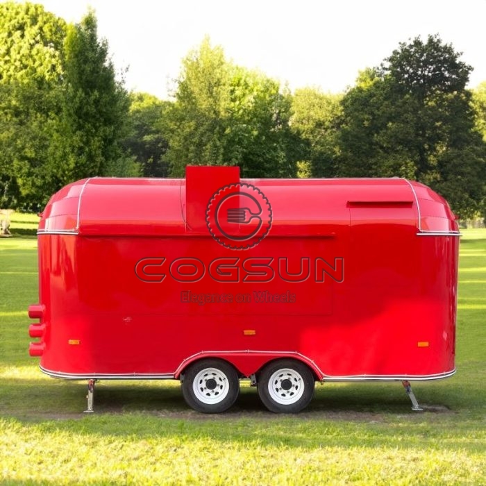 15FT Red Airstream Food Trailer Pizza Food Trailer for Sale