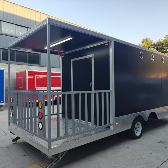 16.5FT Black Single Window Square Food Trailer With Fence