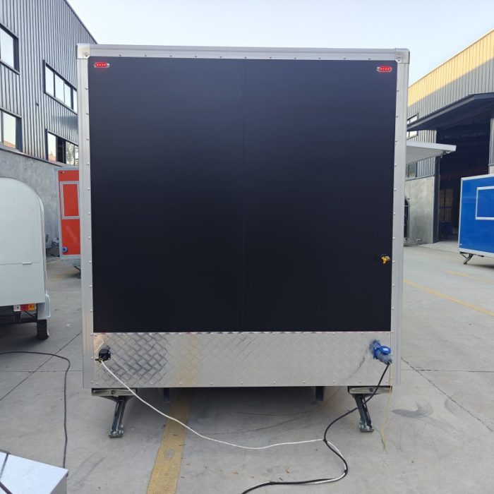 16.5FT Black Single Window Square Food Trailer With Fence