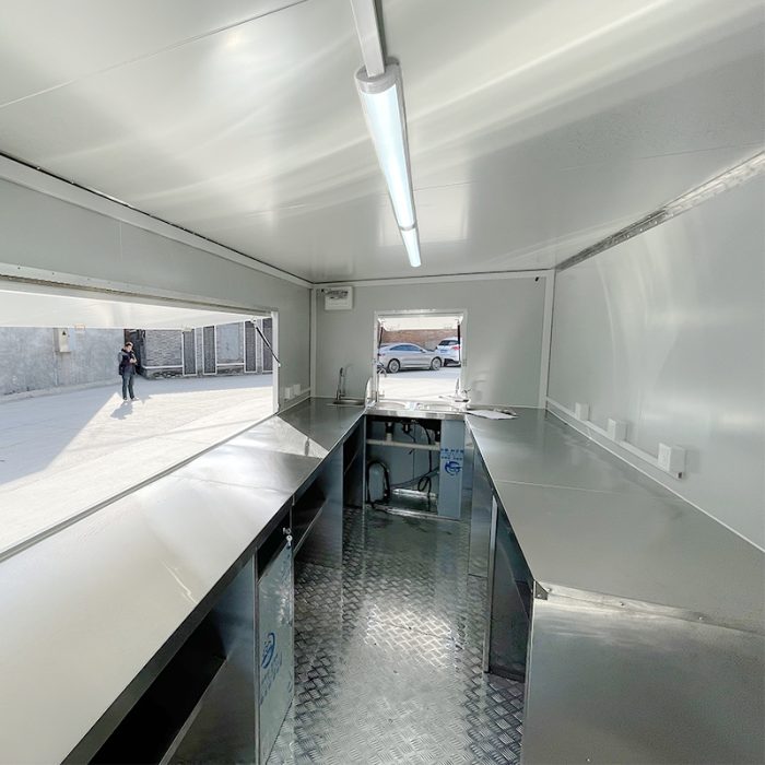 16.5FT Flame Sticker Square Food Trailer with Fence