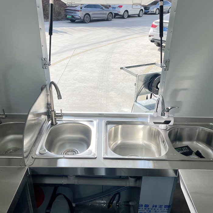 18FT Flame Sticker Square Food Trailer with Fence - Image 6