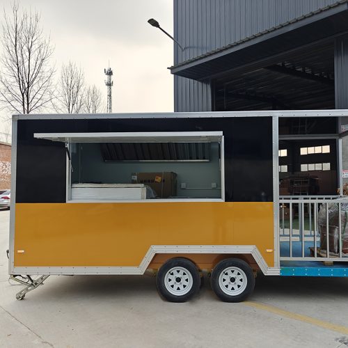 16.5FT Yellow and Black Square Food Trailer with Fence
