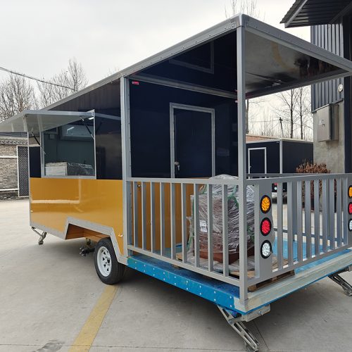 16.5FT Yellow and Black Square Food Trailer with Fence
