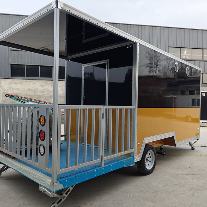 16.5FT Yellow and Black Square Food Trailer with Fence