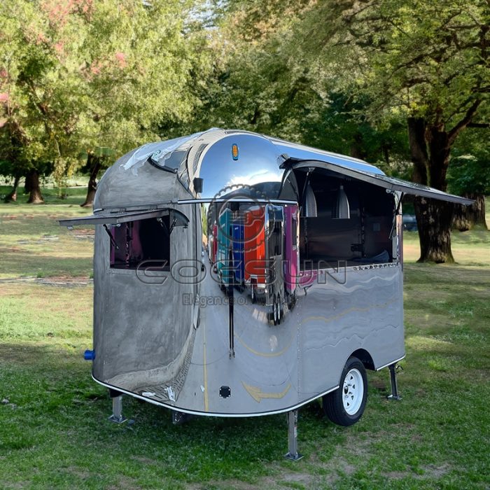 10FT Mirror Airstream Food Trailer for Pop-Up Restaurants