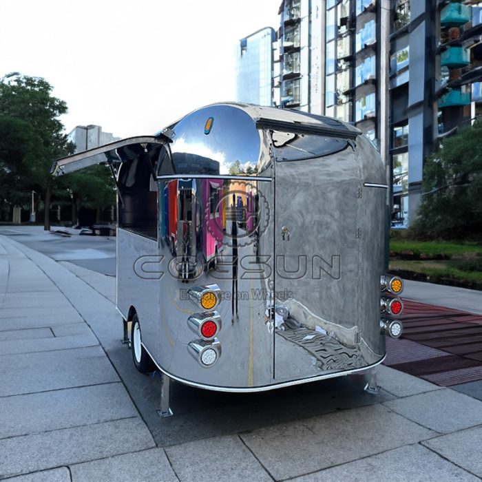 10FT Mirror Airstream Food Trailer for Pop-Up Restaurants