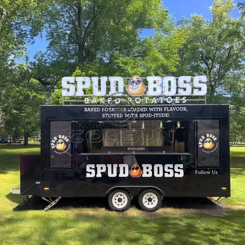 13FT Black Square Food Trailer for Baked Potatoes