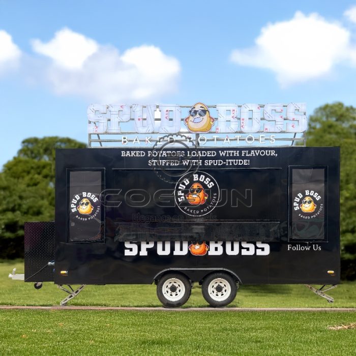 13FT Black Square Food Trailer for Baked Potatoes