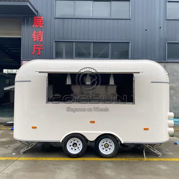 13FT White Airstream Food Trailer A Classic and Elegant Mobile Kitchen Solution