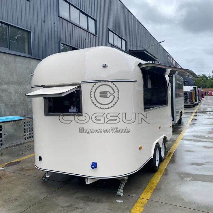 13FT White Airstream Food Trailer A Classic and Elegant Mobile Kitchen Solution