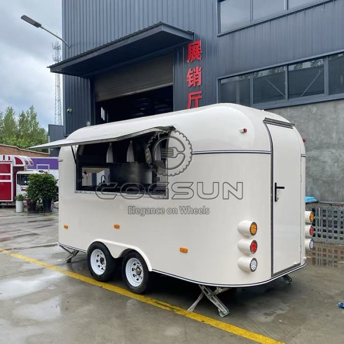 13FT White Airstream Food Trailer A Classic and Elegant Mobile Kitchen Solution