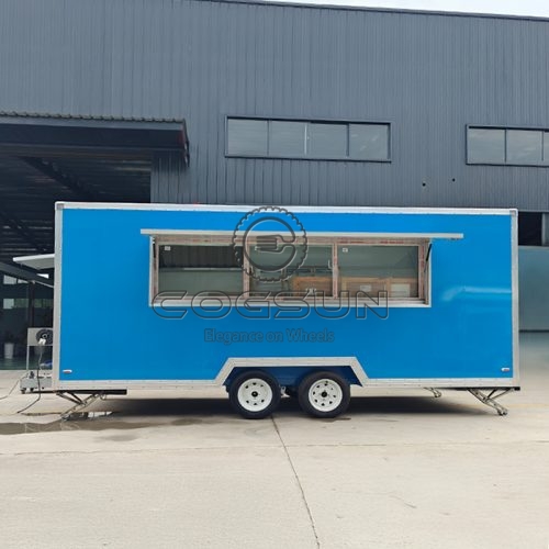 15FT Blue Single Window Square Food Trailer