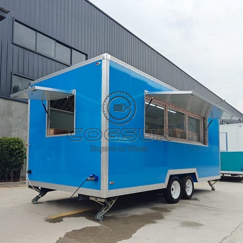 15FT Blue Single Window Square Food Trailer